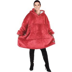 COPY - COZY!!  Adult size - Sherpa Fleece Hooded body Sweatshirt Blanket RED